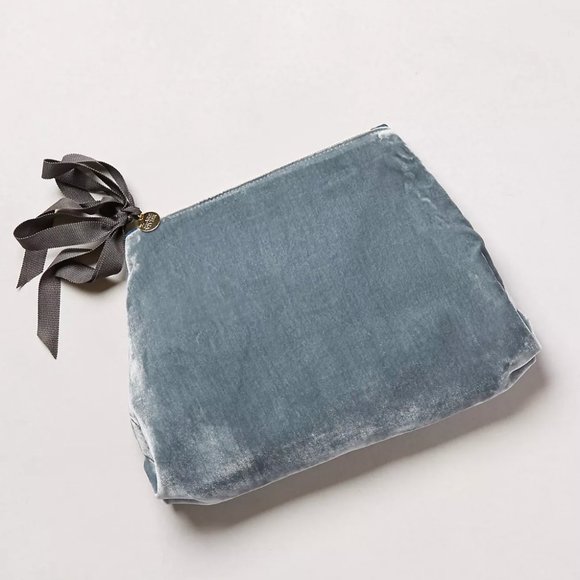 Clare V Blue Velvet Pouch - Picture 1 of 6